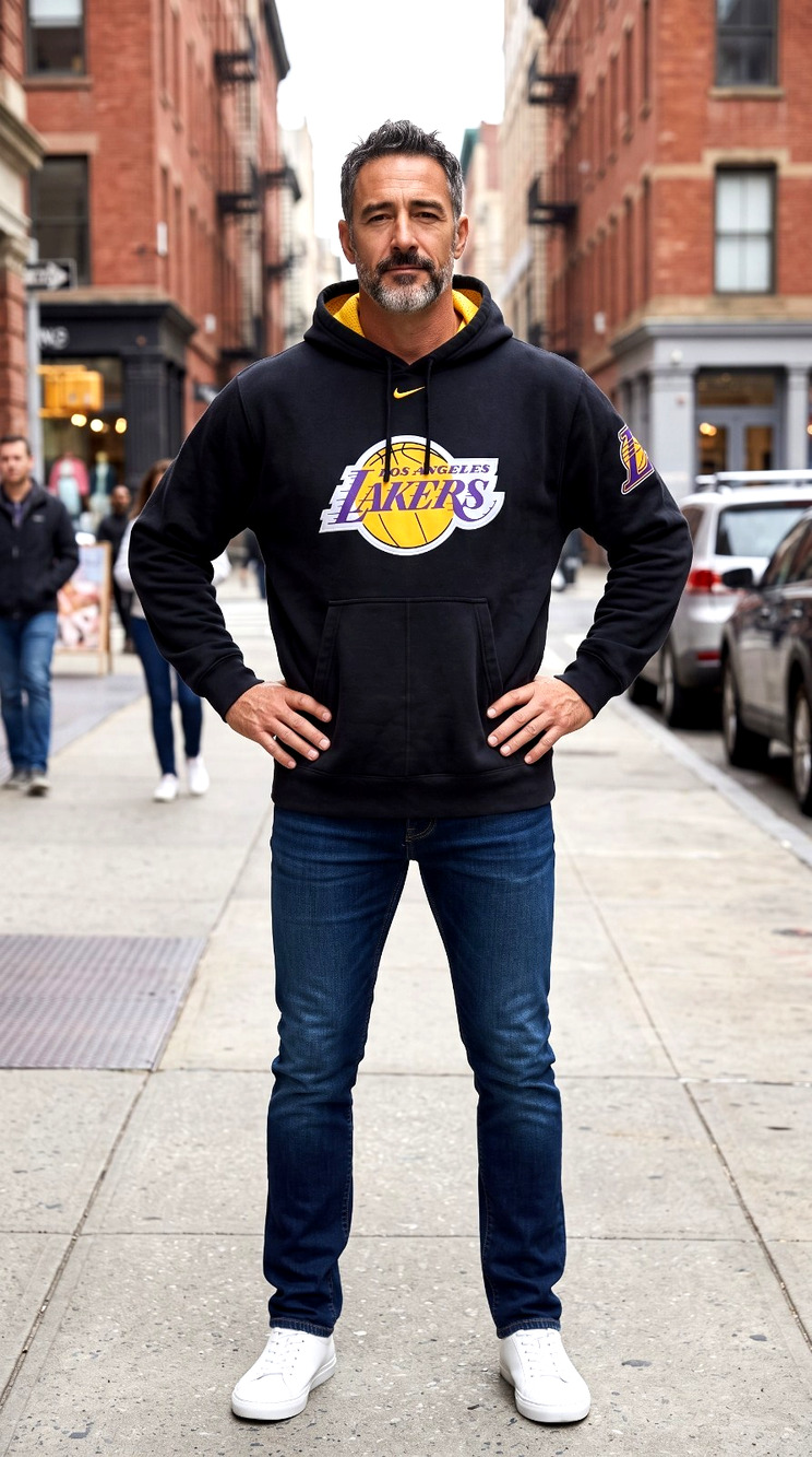 Vintage Y2K Nike Black Los Angeles Lakers Center Swoosh Hoodie Sweatshirt Sz M